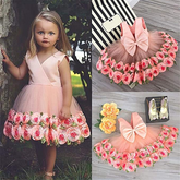 Baby Kid Girls Flower Rose Wedding Bridesmaid Dress 2-8T