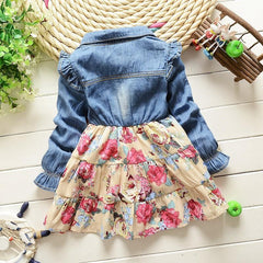 Baby Girl Denim Party Pageant Casual Flower Dress