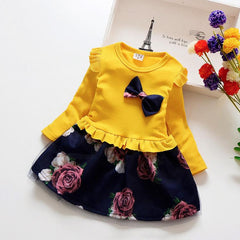 Girls Flower Long Sleeve Party Pageant Dresses for 1-4 Years
