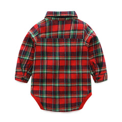 Baby Boy Set suits Red Plaid Long-sleeved Christmas 2 Pcs