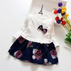 Girls Flower Long Sleeve Party Pageant Dresses for 1-4 Years