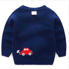 Kid Baby Boy Embroidered Car Knitted Sweater