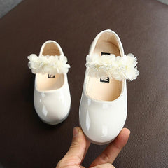 Girl's Pure Color Rhinestone Lace Small Single Shoes