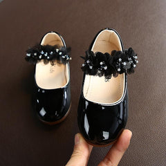 Girl's Pure Color Rhinestone Lace Small Single Shoes