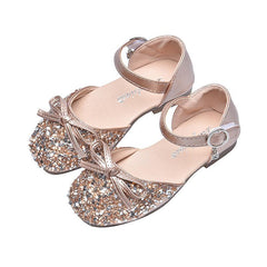 Girl Princess Shoes with Soft Soles Sequined High Heels Show Shoes