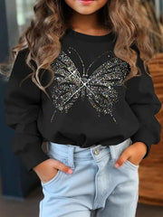 Kid Girl Creative Butterfly Graphic Print Long Sleeve Sweatshirt