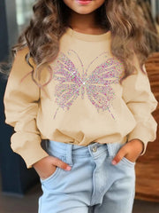 Kid Girl Creative Butterfly Graphic Print Long Sleeve Sweatshirt