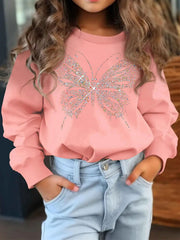 Kid Girl Creative Butterfly Graphic Print Long Sleeve Sweatshirt