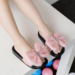 Girl Princess Fashion Bow Flip-flops with Non-slip Soft Base Shoes
