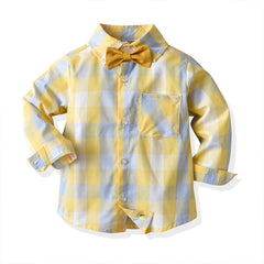 Baby Boy Autumn Plaid Long-sleeved Gentleman 2 Pcs suits