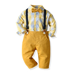 Baby Boy Autumn Plaid Long-sleeved Gentleman 2 Pcs suits