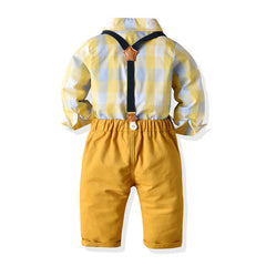 Baby Boy Autumn Plaid Long-sleeved Gentleman 2 Pcs suits
