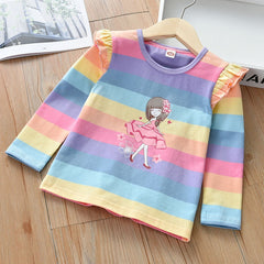 Fashion Girls Striped Cotton Print Top T-shirt 2-6 Years
