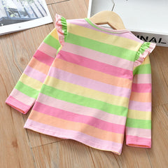 Fashion Girls Striped Cotton Print Top T-shirt 2-6 Years