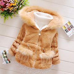 Girl Cotton Padded Wintereep Warm Thick Hooded Zipper Outerwear 1-5Years