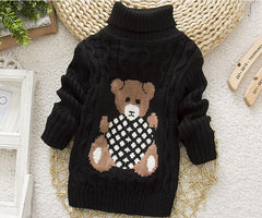 Girls Boys Warm Thick Knitted Turtleneck Sweaters