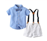 Gentleman Baby Boy Bow Tie Short Sleeve Shorts 2 Pcs Sets