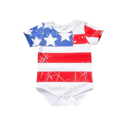 Baby Boys Girls Independence Day 4th-of-july Stars Stripes Patriotic Romper