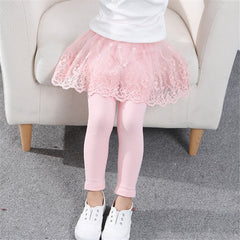 Girls Cotton Leggings Skirt-pants Slim Trousers