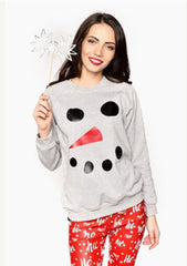 Autumn Winter Family Matching Printed Snowman Long Sleeve Parent-child Shirt