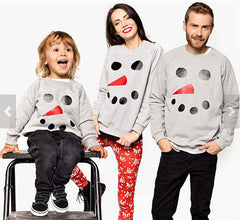 Autumn Winter Family Matching Printed Snowman Long Sleeve Parent-child Shirt