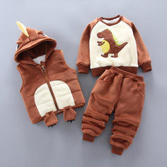 Baby Clothing Sets Casual Winter Cartoon Thick Warm 3Pcs Outfits