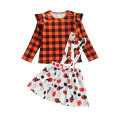 12M-5Y Fall Spring Kids Baby Girl Halloween O-Neck Suit 2 Pcs Set