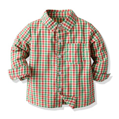 Baby Boy Set suits Long-sleeved Plaid Christmas 2 Pcs