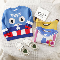 Kid Baby Boy Ins Captain Pitching Cartoon Sweater