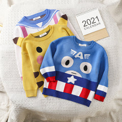 Kid Baby Boy Ins Captain Pitching Cartoon Sweater
