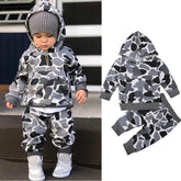 Spring Toddler Kids Boys Camouflage Tracksuit Pullover Tops+Bottoms Sportwear 2 Pcs