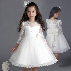 Kid Girl Princess Flower Performance Long Sleeve Wedding Dresses