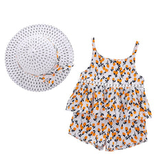 Infant Baby Girls Hollow Flowers Print Top Casual Set 2Pcs