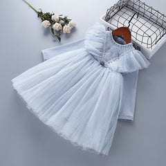 Girl Fashion Casual Dresses Lace Mesh Beading For 3-7 years
