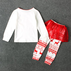 Girl Spring Autumn Christmas Long-sleeved Moose Suits 2 Pcs