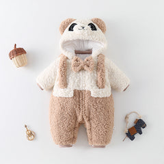 0-2T Baby Winter Thickened Fleece-lined Going Out Romper