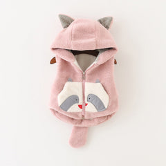 Baby Girl Hooded Cotton Wool Spring Winter Velvet Vest Coats