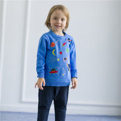 Kid Baby Boy Embroidery Double Layer Thickened Sweater