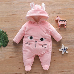 Baby Animal Fleece Hooded Jumpsuit