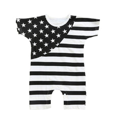 Baby Boy 4th Of July independence Day Short Sleeve Stripe Print Romper