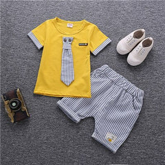 Baby Boy Tie Bow Summer Kids Cotton Cute Sets 2 Pcs