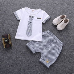 Baby Boy Tie Bow Summer Kids Cotton Cute Sets 2 Pcs