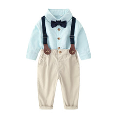 Baby Boys Set Toddler Gentleman Suit Baptism Bowtie Suspender Outfits 2 Pcs