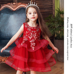 Kid Baby Girl Embroidery Flower Princess Lace Tutu Dresses