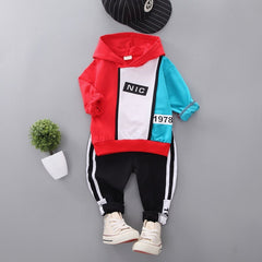 Boys Girls Cotton Patchwork Tops+Bottoms Tracksuit 2Pcs/Set