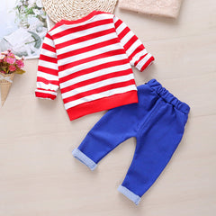 Kid Boy Suit Cartoon Letter Bear Curled 2 Pcs Set