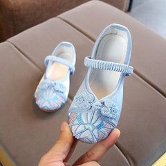Girls Dancing Embroidered Casual Comfortable Flats Princess Shoes