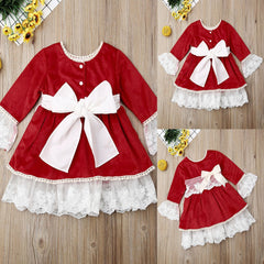 Girls Lace Ruffled Autum Winter Party Dress