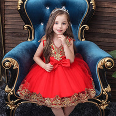 Flower Kid Baby Girl Elagent Baptism Birthday Party Wedding Lace Tutu Dress