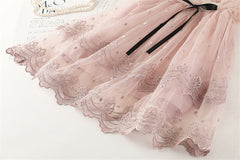 Kid Baby Girl Sweet Flying Sleeve Embroidered Flower Casual Tutu Dress